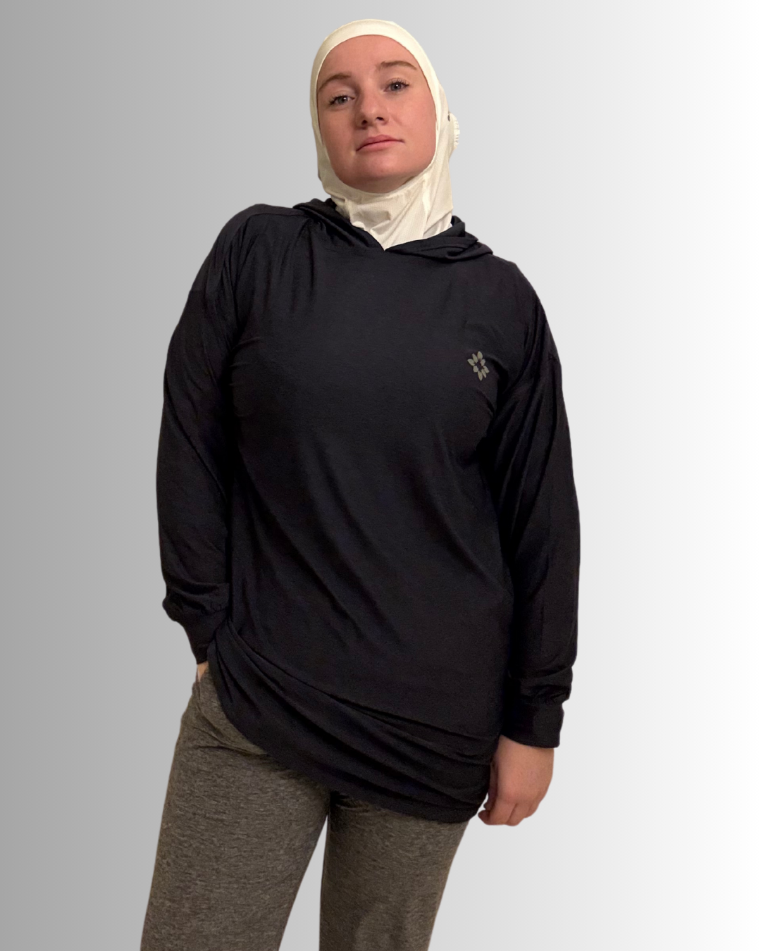 Sport hijab, sports hijab, active hijab, athletic hijab, modest activewear, active hijabi, active muslim, modest athleticwear, modest gymwear, modest sports clothes, modest gym top, modest gym shirt, islamic gym shirt, islamic gym top, loose gym shirt, loose gym top, muslim gym shirt, muslim gym top, hooded gym shirt, hooded gym top, relaxed pants, workout pants, loose pants, modest gym pants, modest active pants, modest athletic pants