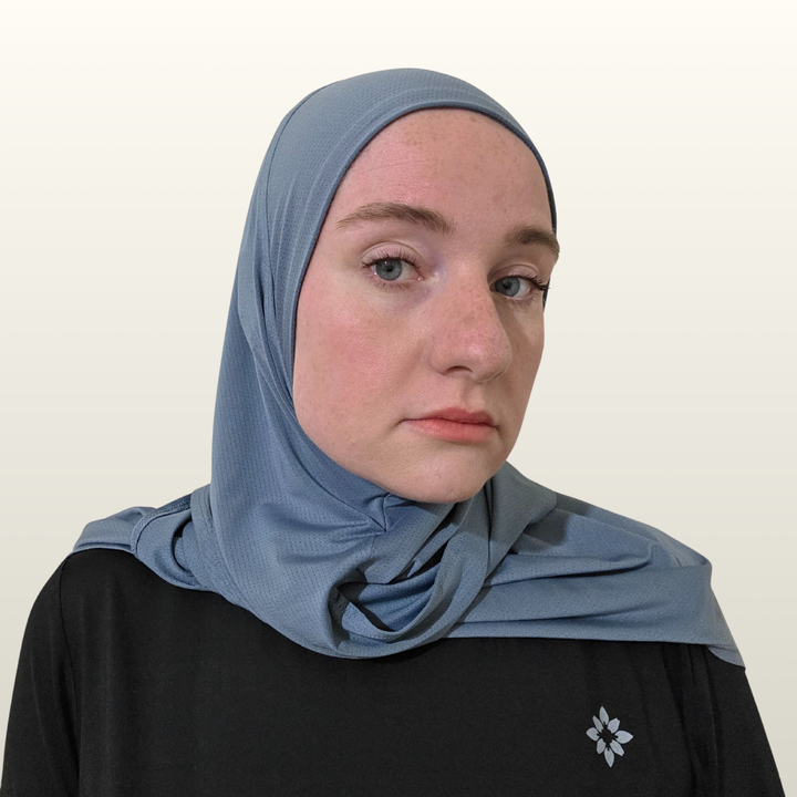 The SnapFit Sport Hijab in Steel Blue